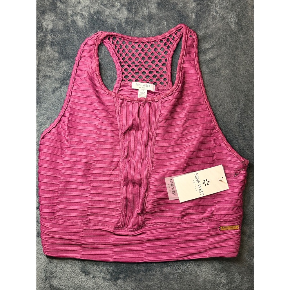 Nine West Active Women's 1X Raspberry Pink Cropped Tank Top Workout